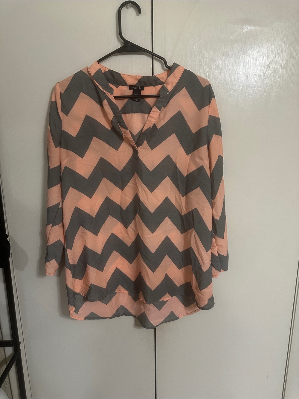 Rue21 Chevron V-Neck Tunic in Pink and Gray